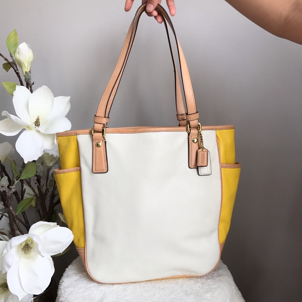 Coach Color Block Leather Tote B - image 1